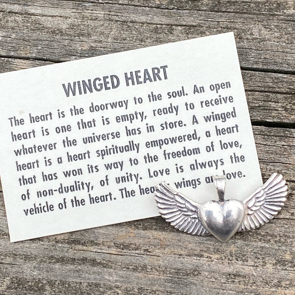 Winged Heart Pendant .925 Sterling Silver made in USA Doorway to the Soul - Picture 7 of 13